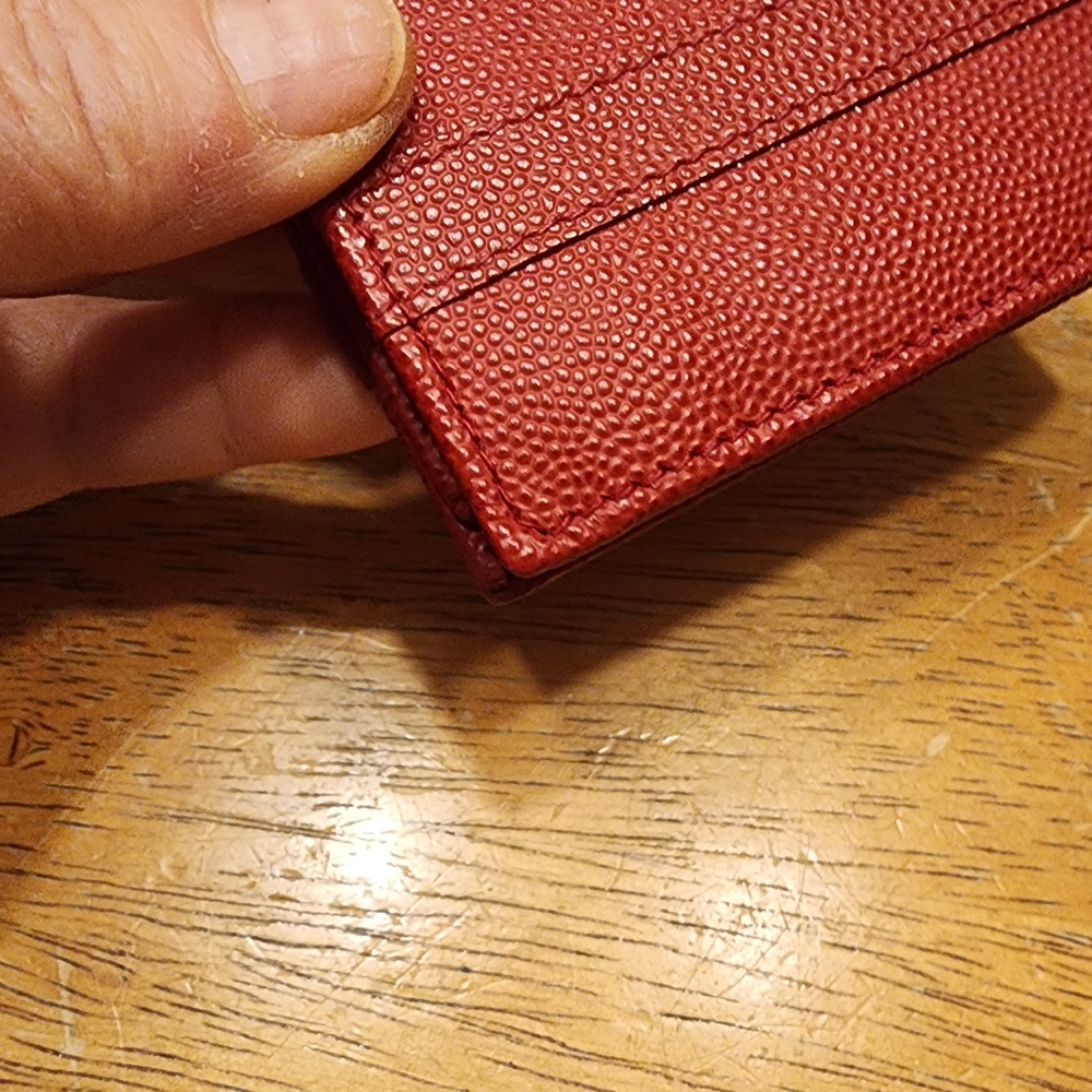 Celine Red Leather Triomphe Compact Wallet with Gold Hardware - Picture 10 of 16